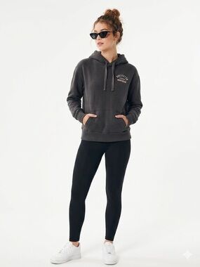 Hollister Washed Charcoal Logo Hoodie